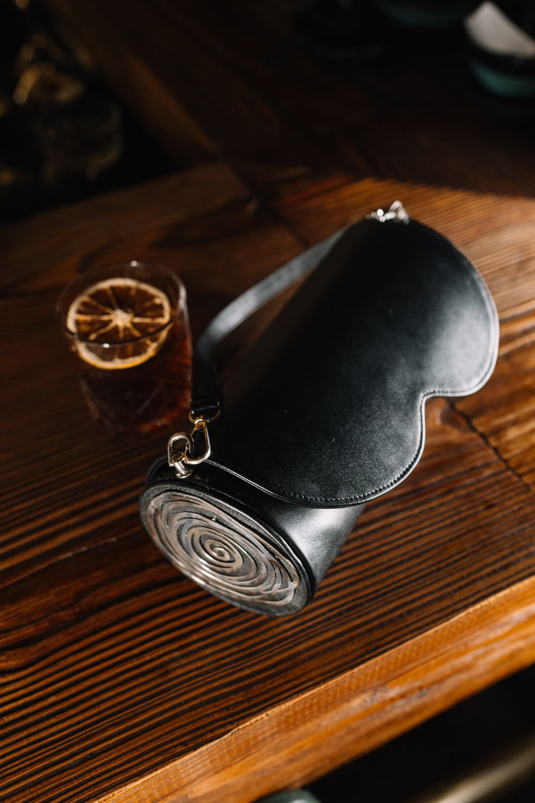 Black Swirl bag in Genuine Leather