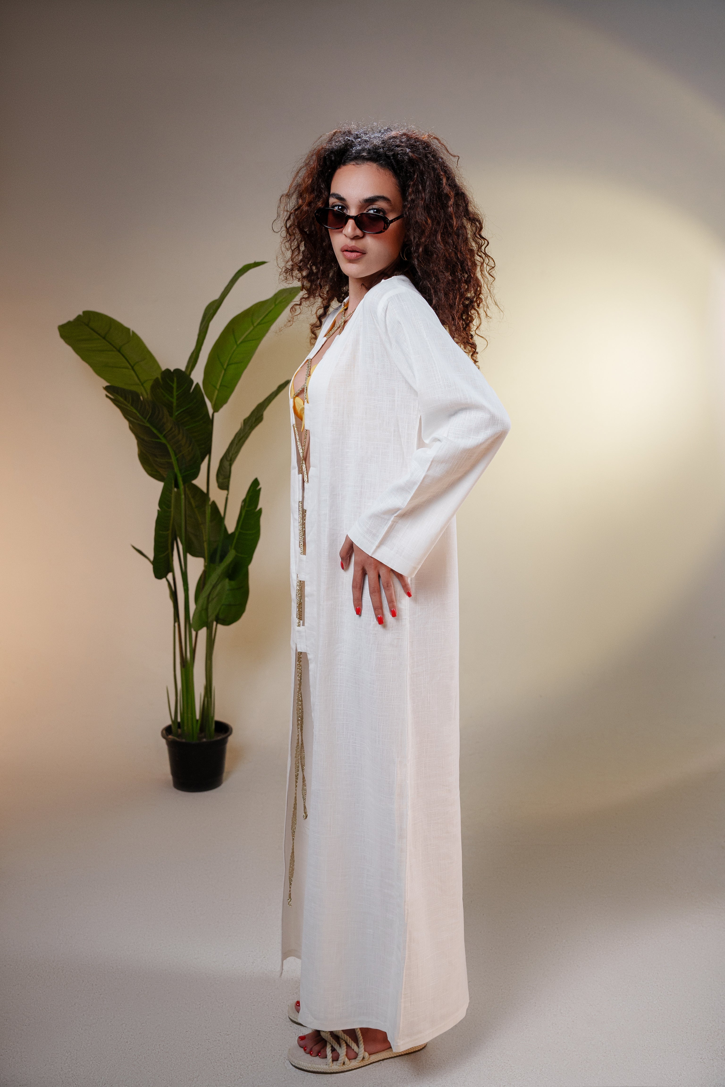 White Linen Kimono