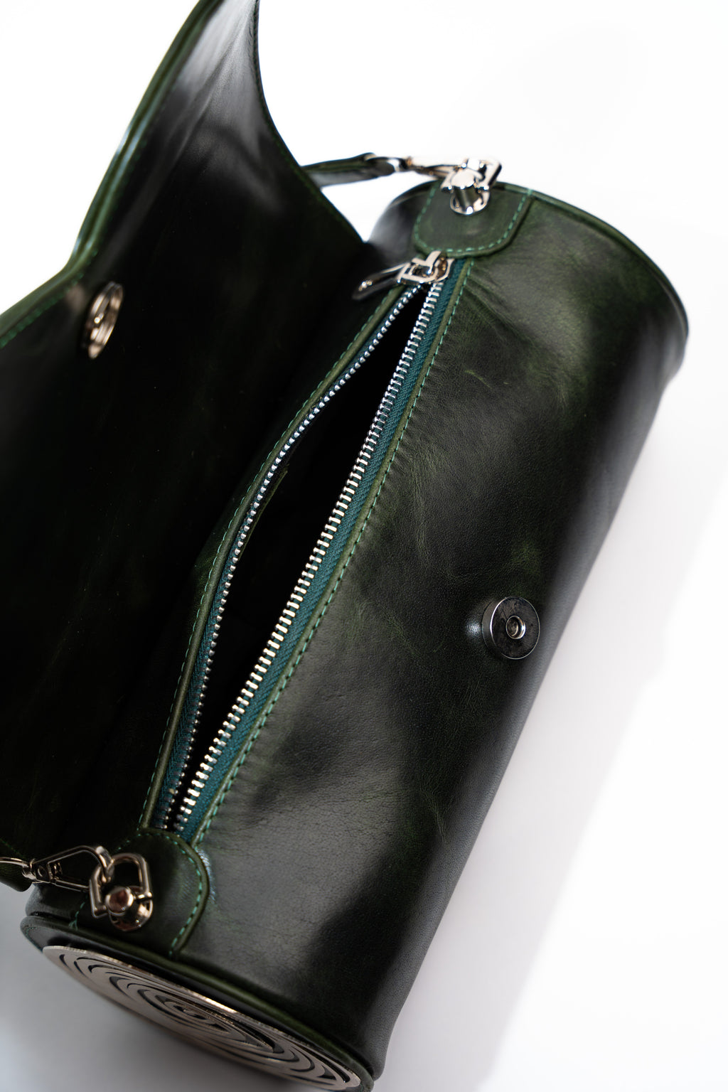 Dark Green Swirl bag in Genuine Leather