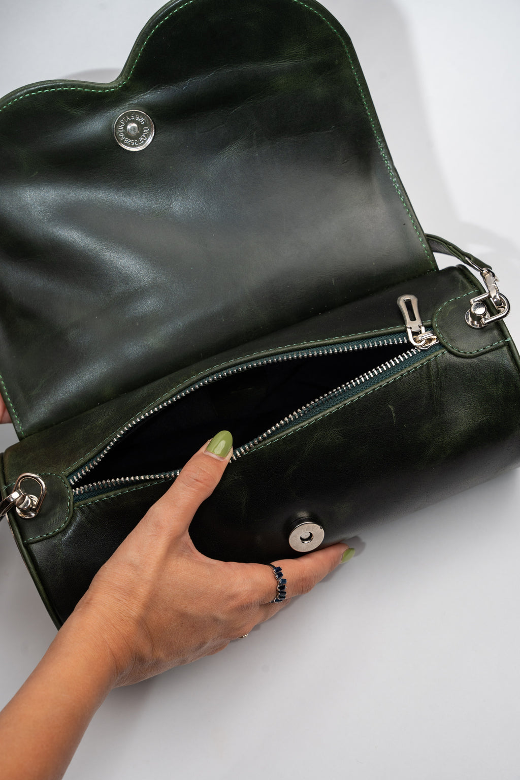 Dark Green Swirl bag in Genuine Leather