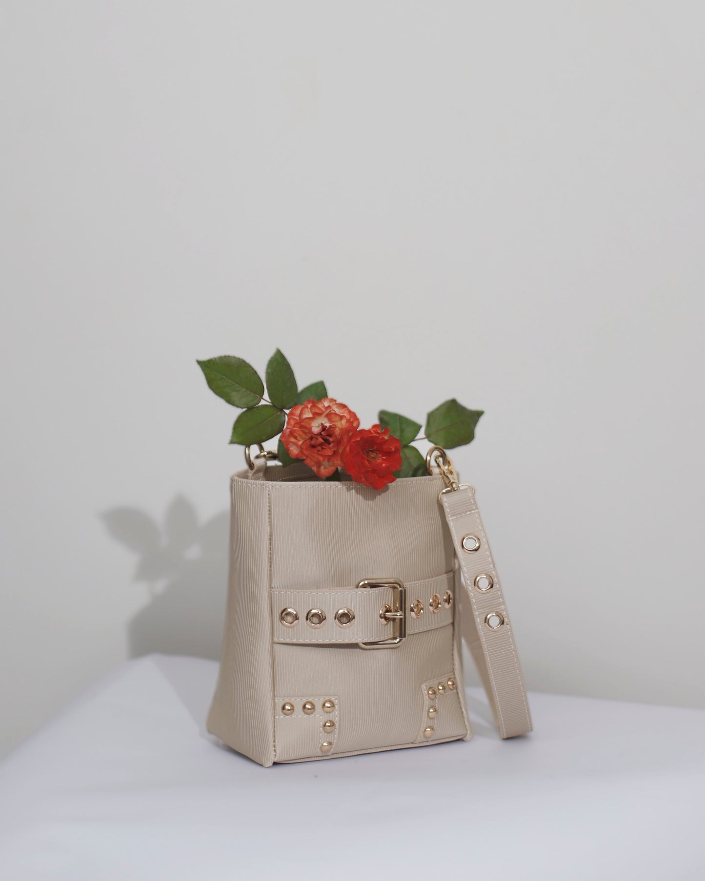 Beige Faux-Bucket Bag