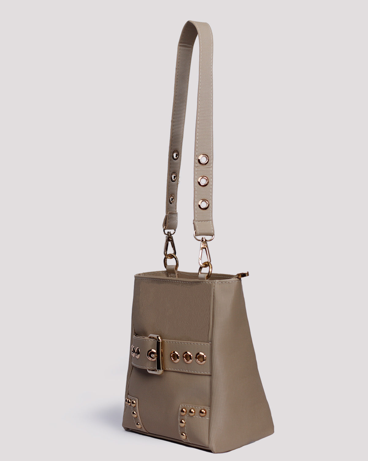 Beige Faux-Bucket Bag