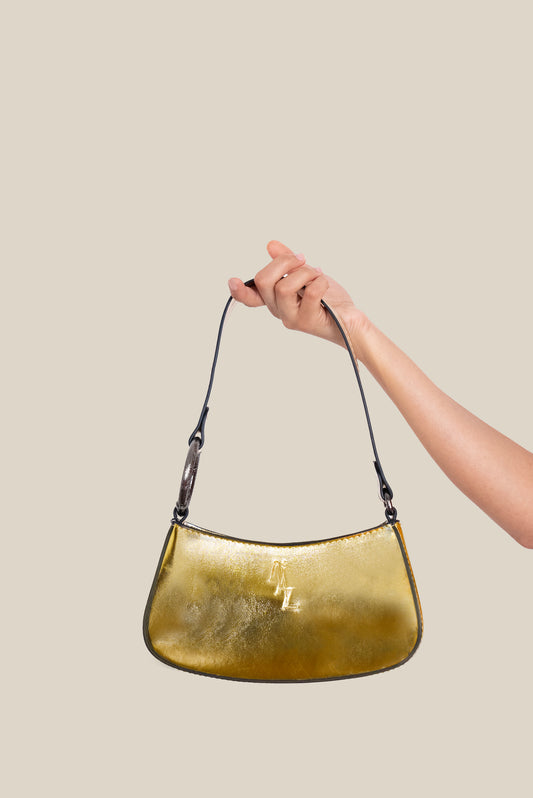 Hoop Bag in Metallic Gold