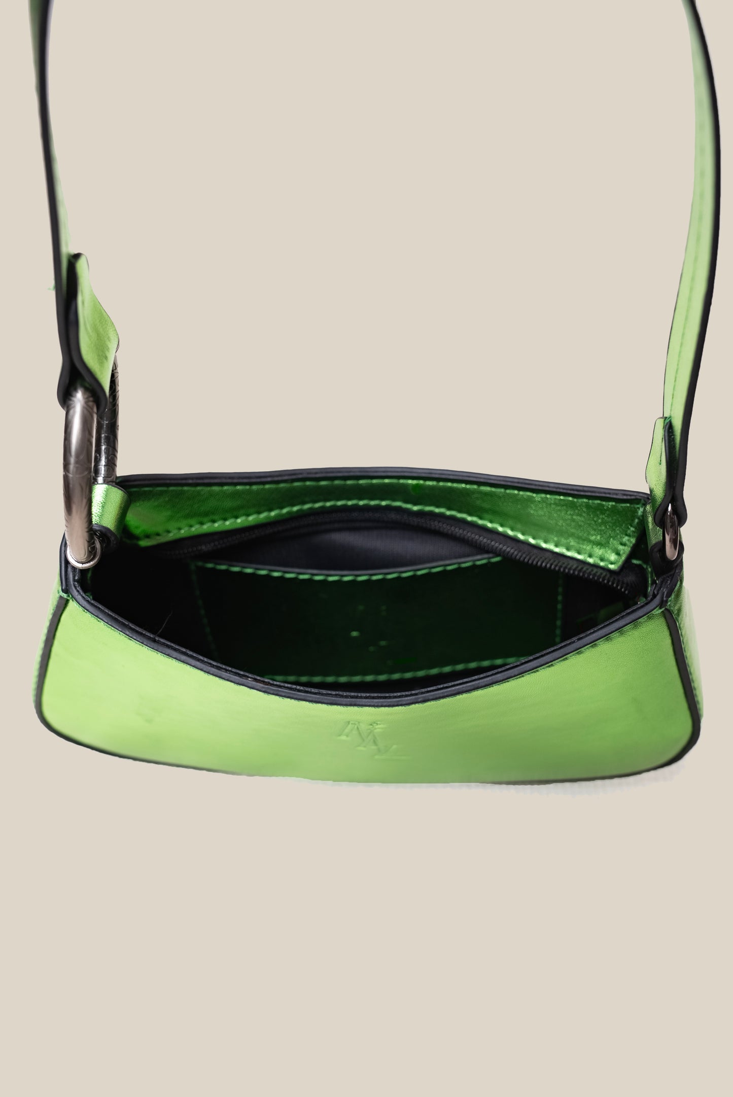 Hoop Bag in Metallic Green